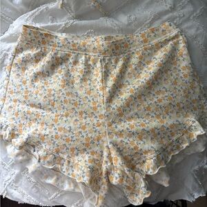 Gilly Hicks Yellow Floral High Waist Pajama Shorts